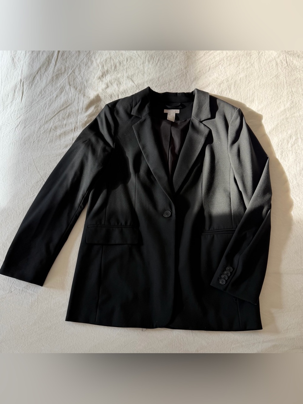 H&M Black Single-Button Oversized Blazer size small